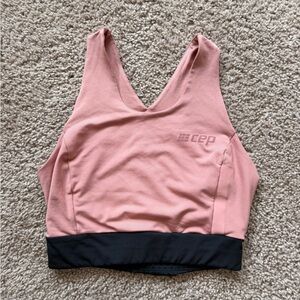 CEP Women's Pink Crop Sports Bra Top with Black Hem size small